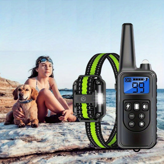 1-Pack Electronic Dog Training Collar with Remote - 4 Training Modes (Beep/Vibration/Shock/LED Light), 2600ft Long Range, LCD Screen, USB Rechargeable, Adjustable collar for Small/Medium/Large Dogs - Beep, Vibration, Shock, L