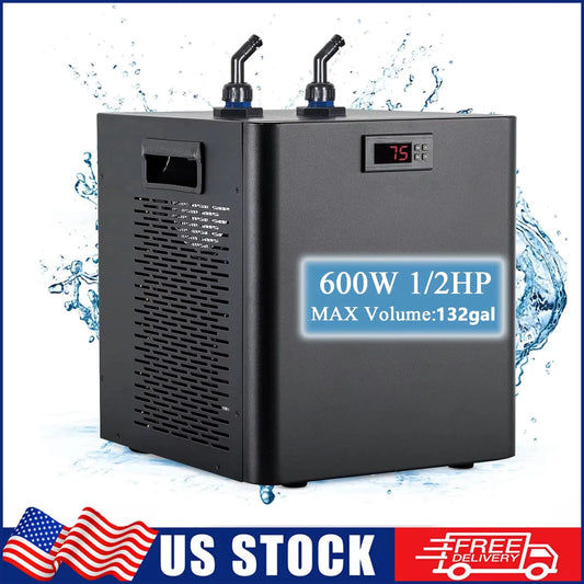 1/2 HP Aquarium Water Chiller 132 Gallon Fish Tank Ice Bath Chiller for Cold Plunge Hydroponics Fish Tank Temperature Control