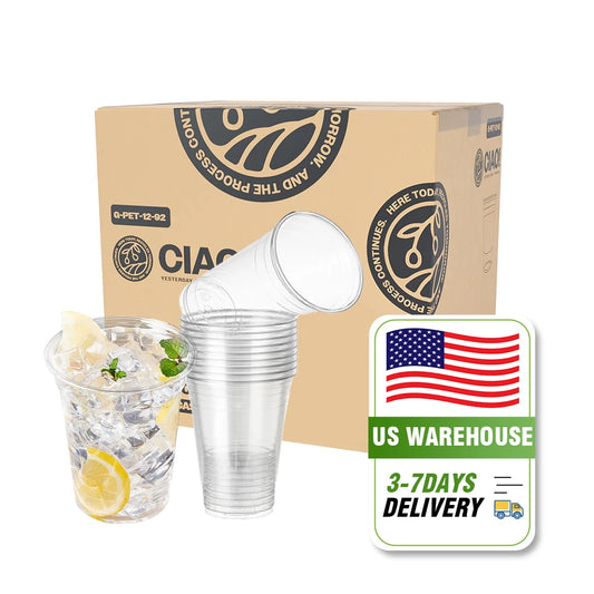12 oz PET Clear Plastic Cups Disposable Smoothies Boba Cup (1000pcs/ctn)